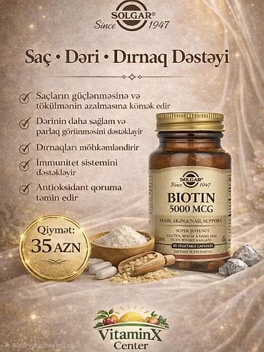 original canta: ✨ Saç, Dəri və Dırnaqlar üçün Biotin (Vitamin B7) Saç tökülməsi, zəif — 3