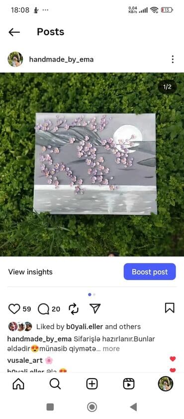 divar ucun şəkillər: Əl işi rəsmlər – teksturalı akril tablolar - Material: kətan üzərində — 4