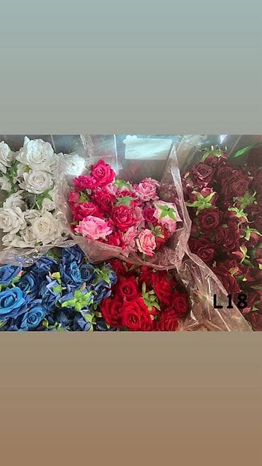 0.20 gepik Süni gül dəstləri – Qızılgül modelləri - Rənglər: ağ