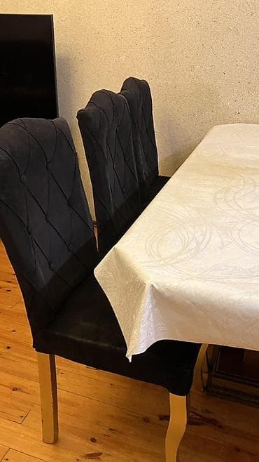 avtomobil oturacağı: Qara məxməri yemək otağı stulları – klassik dizayn Az işlənib 10 — 2