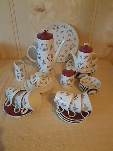 Çay dəsti, rəng - Ağ, Farfor, 6 nəfərlik, Almaniya