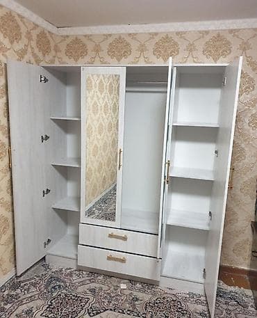 taxt modelleri: 3 qapılı paltar şkafı - Dizayn: Minimalist, ağ və ağ/qəhvəyi — 3