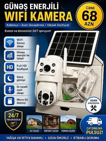 Ağıllı Wi‑Fi təhlükəsizlik kamerası – 360° fırlanma və çoxşaxəli