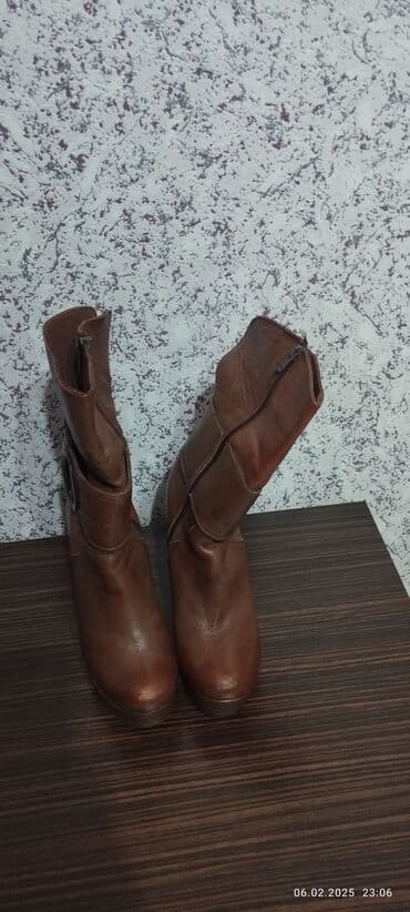 deri alti: Çəkmə, Ölçü: 38, rəng - Qəhvəyi, Yeni — 3