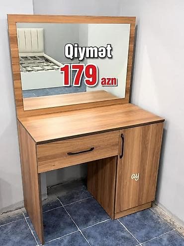 demir stullar: 1.Makiyaj masası və güzgü dəsti - Material: ağac fakturalı laminat — 1
