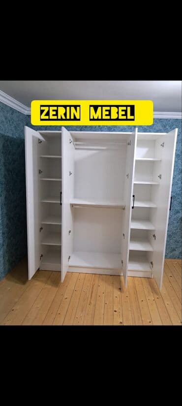 ışkaf: Açılan, 4 qapılı Düz dolab, Qarderob, paltar dolabı — 4