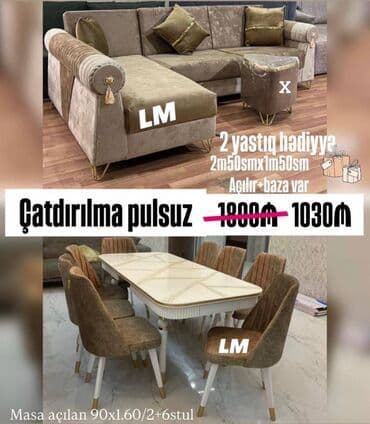 Divan+ Masa dəsti Sifarişlə hazırlanır. Dəst şəkildə : 1030₼