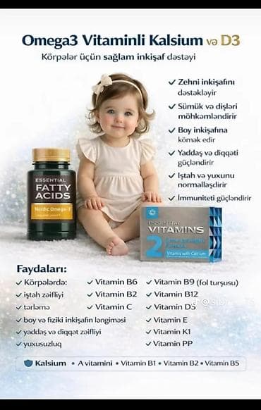 Omega-3 vitaminli Kalsium və D3 – körpələr üçün sağlam inkişaf dəstəyi — 1