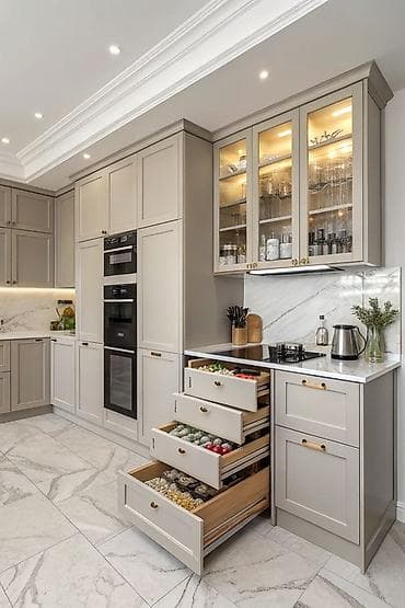 Sifarişlə ofis mebeli: Sifarişlə mətbəx dəsti, Özü çəkən petlələr, Mat laminat, Kredit yoxdur, Pulsuz çatdırılma — 5