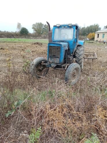 qazel yuk maşını: Mavi rəngli MTZ tipli təkərli traktor - Kabinəli, ön şüşə və yan — 3