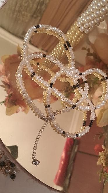 toxuma qolbaqlar: Əl işi bijuteriya dəsti - Materiallar: xırda mirvari tipli muncuqlar — 1