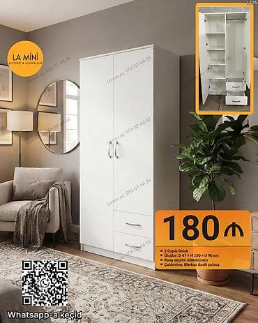 2 qapılı, Siyirməli, Digər rəng, Açılan, Düz dolab