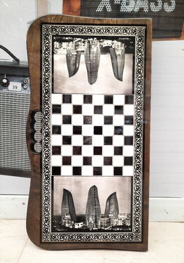 saski: Nərd taxta Taxtadan hazırlanmış Köhnə Bakı Qız qalası rəsmli 🔱Nərd🪵 — 3