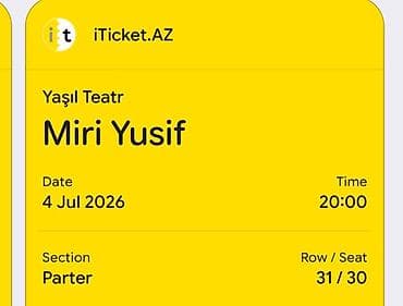 cd pleyer: Miri Yusifin yaşıl teatrda 4 iyul konsertine 2 ədəd bilet satılır — 1
