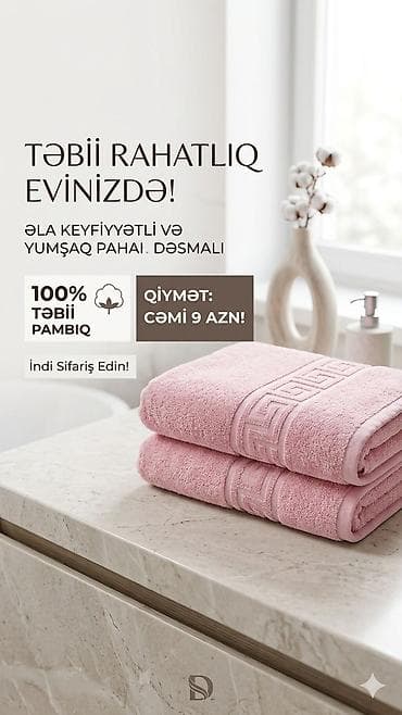 Məhsul: Pambıq dəsmal - Material: 100% təbii pambıq - Xüsusiyyətlər