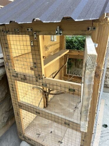 купить домик для кота: Real alıcıya endirim olacağ Taxta karkaslı, tor şəbəkəli açıq havaya — 3