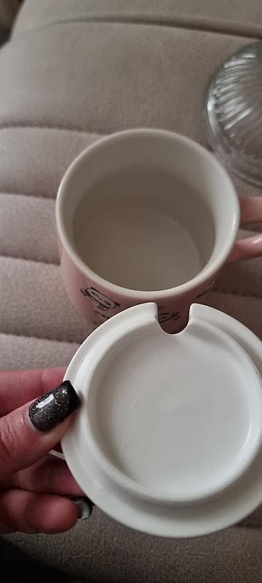 uşaqlar üçün maşın: Panda dizaynlı keramika fincan + qapaq - Material: keramika - Rəng — 2