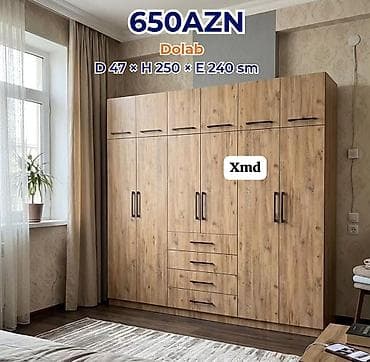 Dolab – 650 AZN Ölçülər: - Dərinlik: 47 sm - Hündürlük: 250 sm - En