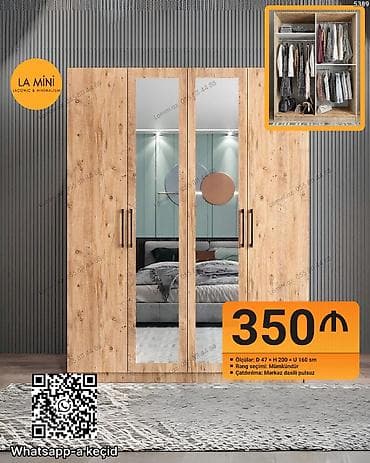 Məhsul: 4 qapılı paltar dolabı (güzgülü) Ölçülər: - Dərinlik: 47 sm -