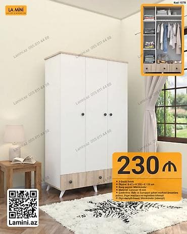 3 qapılı geyim dolabı - Ölçülər: D 47 × H 200 × E 120 sm - Rəng lalafo.az -da 3 qapılı geyim dolabı - Ölçülər: D 47 × H 200 × E 120 sm - Rəng