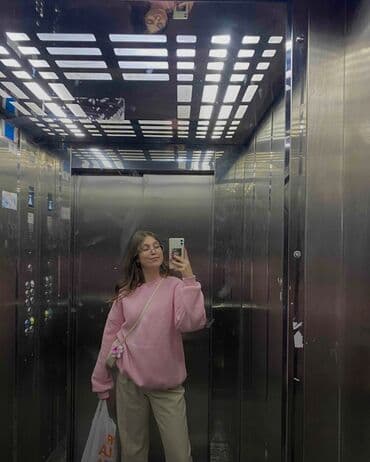 женские свитшоты с принтом: Толстовка, L, цвет - Розовый — 1