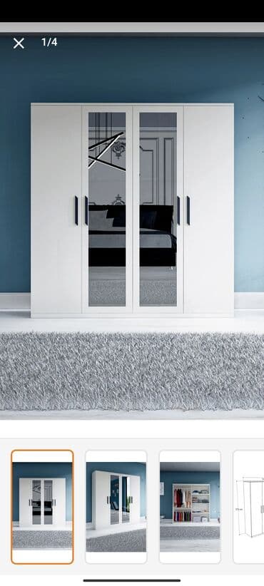 perla mebel dolablar: Yeni, Açılan, 4 qapılı Düz dolab, Qarderob, paltar dolabı, Türkiyə — 2