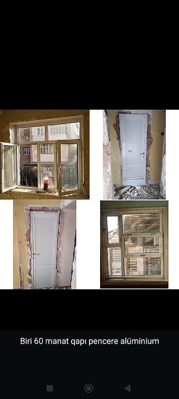 Alüminium qapı və pəncərələr - Material: alüminium karkas - Ağ rəngli