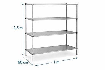 Paslanmayan poladdan çoxməqsədli rəf sistemi Ölçülər: - Hündürlük