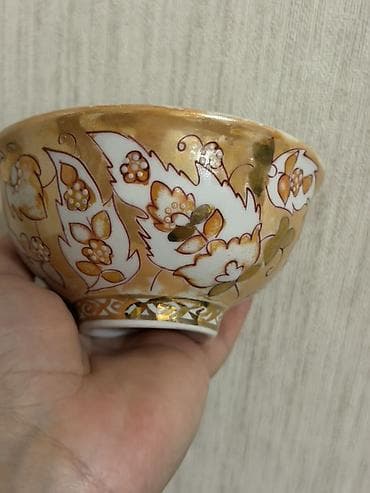 cay: Çay dəsti, rəng - Qızılı, Farfor — 6