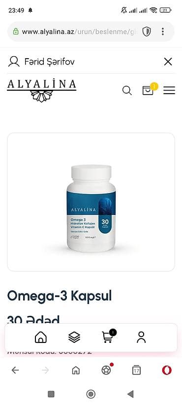 Tibbi geyim: Omega-3 Kapsul 30 Ədəd. 18 yaşdan yuxarı böyüklərin gündə 1 kapsul — 1