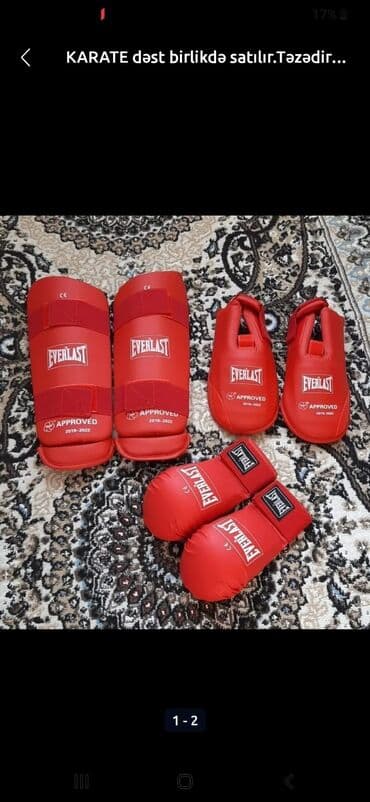 Hovuzlar: Everlast markalı qırmızı rəngli karate dəsti. Dəstə iki ədəd qırmızı — 1