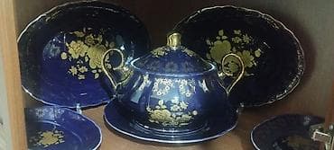 samovar almaq: Nahar dəsti, rəng - Göy, Farfor, 12 nəfərlik, Çexiya — 7