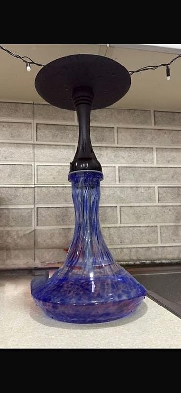 Şüşə nərgilə kolbası (flaska) - Material: qalın şüşə - Rəng: mavi