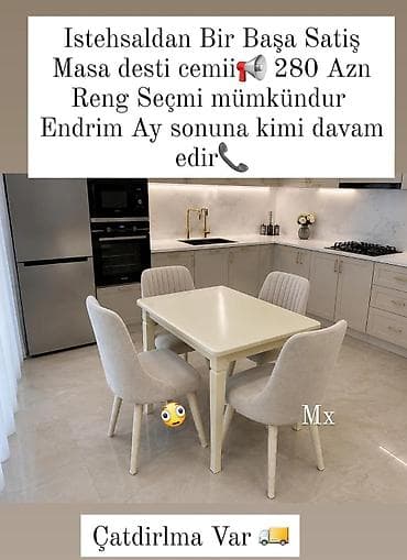 tabletka stullar: Mətbəx və yemək otağı üçün 4 nəfərlik masa-dəstləri Variantlar: - — 3