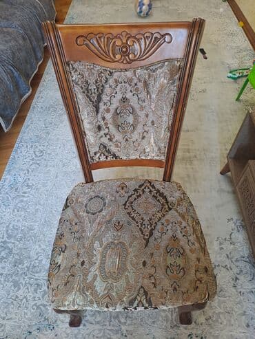 isdolar: Qonaq otağı üçün, İşlənmiş, Açılan, Dördbucaq masa, 6 stul — 6