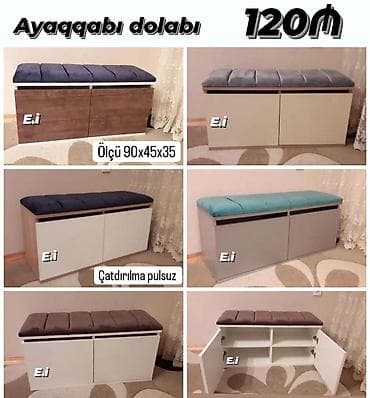 Ayaqqabı dolabı – 120₼ - Ölçü: 90×45×35 sm - Üst hissə: yumşaq