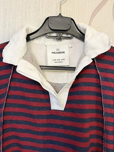 силиконовый бюстгальтер пуш ап: Мужское поло, PULL&BEAR, M, цвет - Синий — 4