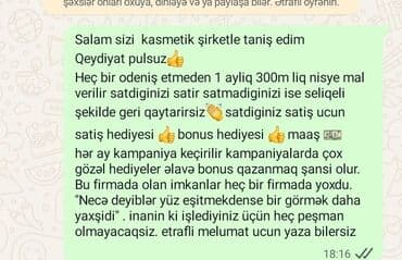 rengsaz is elanlari: Satış məsləhətçisi tələb olunur, İstənilən yaş, Təcrübəsiz, Aylıq ödəniş — 1