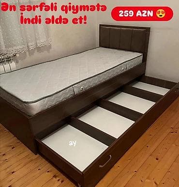 it səkili: Oğlan və qız üçün, Yeni, Çarpayı, Bazasız, Matras ilə, Siyirməli — 1