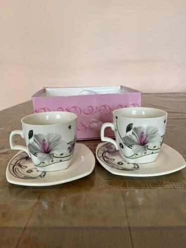 сливочное масло в баку: Кофейный набор, цвет - Белый, Фарфор, 2 персон — 1