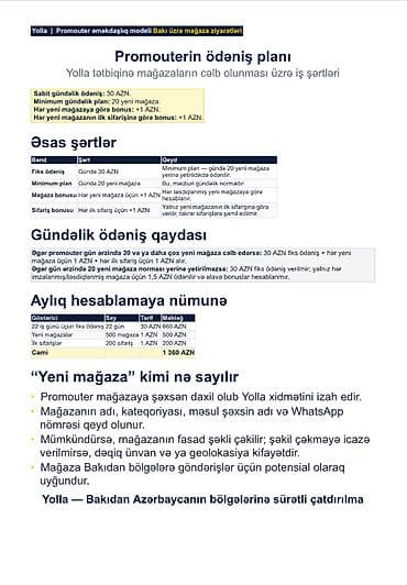 Yolla tətbiqi üçün promouter vakansiyası Yolla komandası aktiv