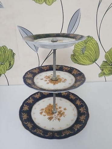 Tort və şiriniyyat qabı, rəng - Göy, Keramika