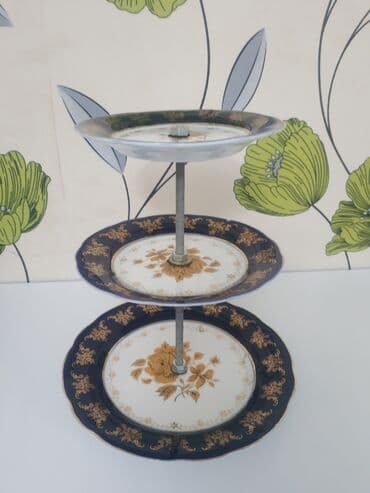 lepe qabi: Tort və şiriniyyat qabı, rəng - Göy, Keramika — 2