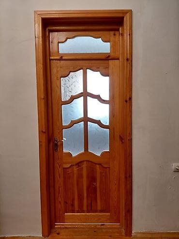 Ölçü 2,40×1metr Taxta otaq qapısı - Material: tam ağac (şam ağacı