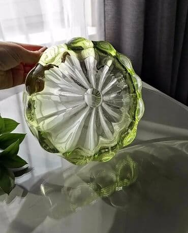 qab qazan: Konfet və meyvə qabı. Rəngli şüşə, 60-70-ci illər, 17 sm, ideal — 4