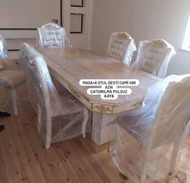 boyama seti: Qonaq otağı üçün, Yeni, Açılan, Oval masa, 6 stul — 17