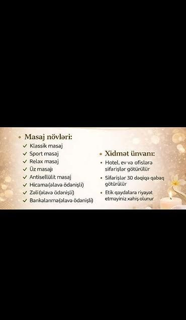 massaj v baku: Relaks masaj, Qadınlar üçün, Evə gəlməklə — 2