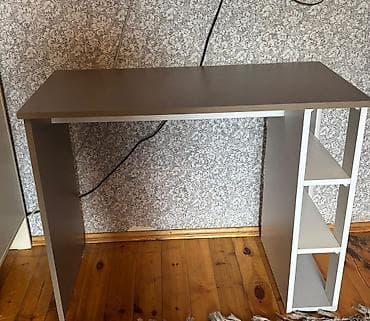 Yazı/kompüter masası - Minimalist dizayn: üst panel tünd boz, karkas