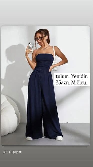 dəniz geyimi stilli kupalnik: Zərif və rahat qadın tulumu. Strapless dizaynı və geniş balaqları ilə — 1