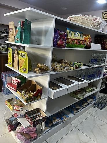 vitrin ref: Mağaza üçün ikitərəfli orta raf sistemi - Material: ağ rəngdə — 2